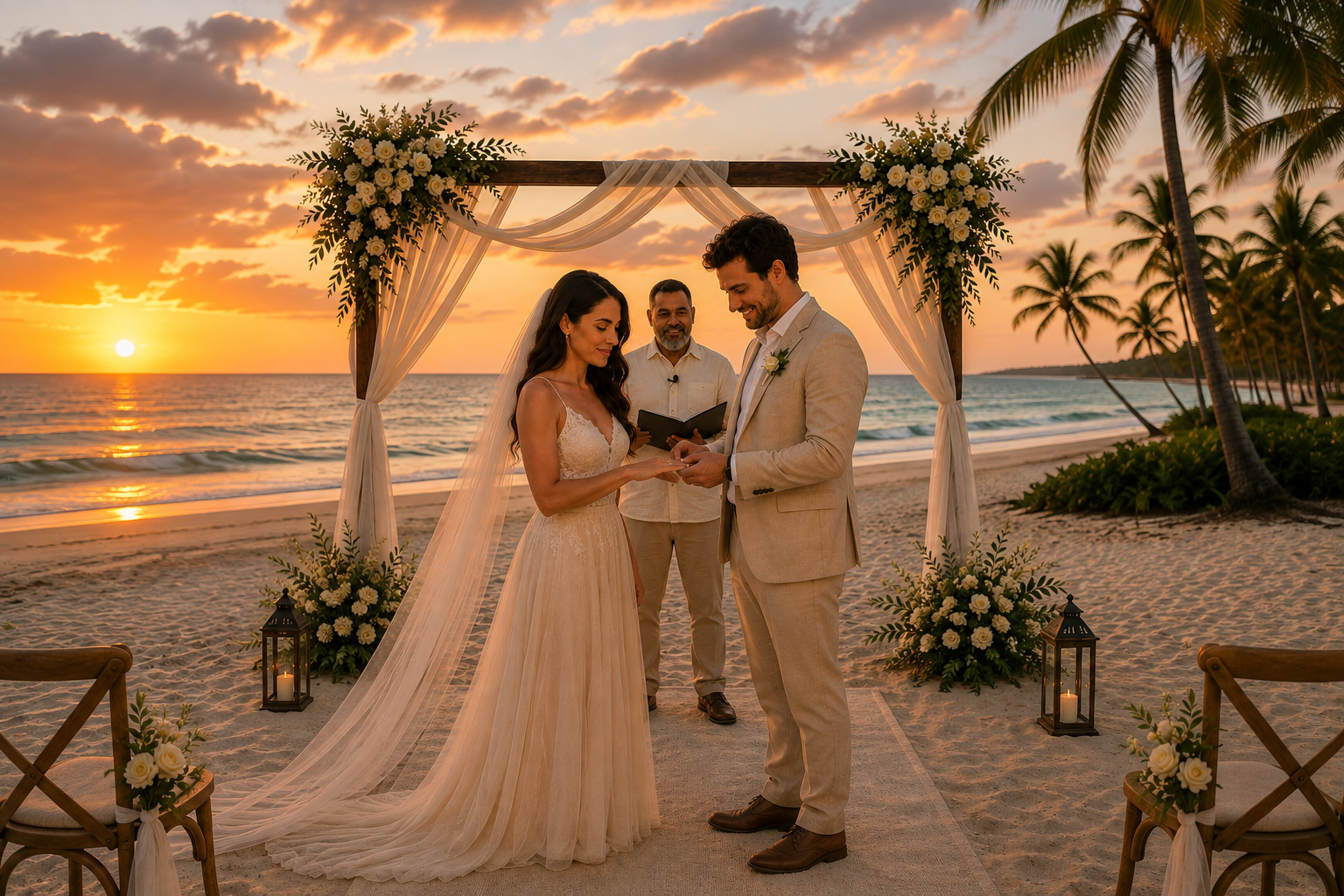 Boda de destino en la playa en República Dominicana
